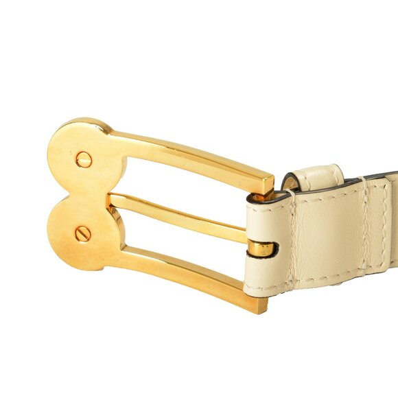 Versace Ivory 100% Leather Gold Medusa Heads Logo Decorated Belt US 40 IT 100 - Picture 5 of 5